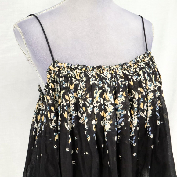 Intimately Free People Top Womens Small Black Floral Babydoll Blouse All Cotton - Picture 6 of 13